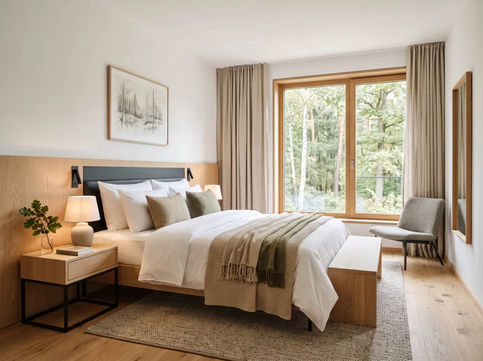 Modernes, helles Gästezimmer in der Meisterjäger Akademie